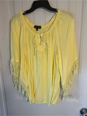Melissa Paige Yellow Fringe Peasant Tunic boho